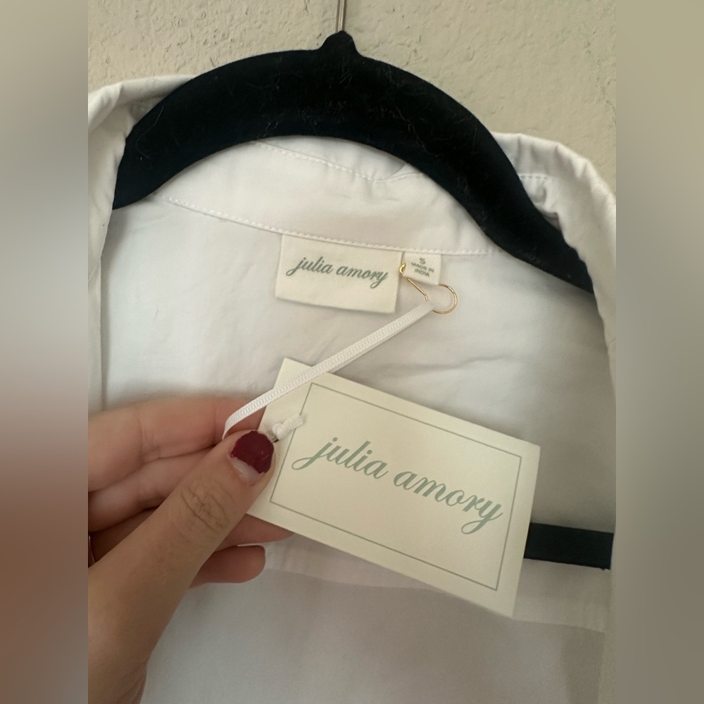 BNWT Julia Amory Carolyn button down shirt in Blanc/white size S - Picture 5 of 6